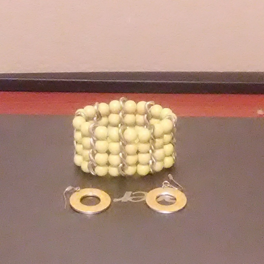 Yellow Bracklet & Earrings